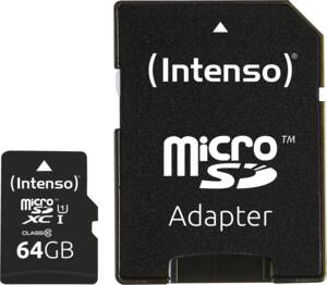 Abbildung: Intenso Micro SD Card 64GB UHS-I inkl. SD Adapter