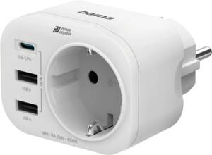 Hama 223342 STECKDADAP/1SCHUKO/USB-C+A/20W/BS