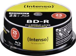 Intenso BD-R 50GB, 6x Speed, printable, 25er Cakebox