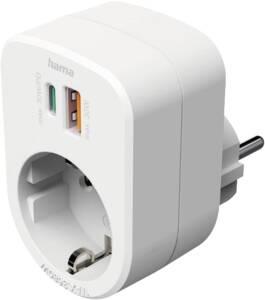 Hama 223343 Mehrfachstecker 3er f. Steckdose, 1 USB-C PD, 1 USB-A