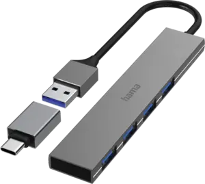 USB-hub, 4-poorts, USB 3.2 Gen1, 5 Gbit/s, USB-C adapter