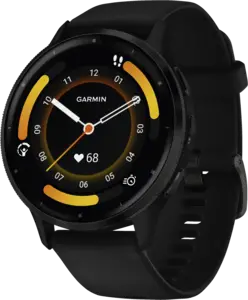 Garmin Venu® 3, Slate rand van roestvrij staal met zwarte behuizing en siliconen band