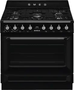 SMEG TR90GMBLNL TR90GMBLNLVictoria Esthetisch Fornuis met Gas Kookplaat - 90 x 60 cm - Zwart