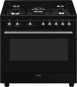 SMEG CX91GMBLNLK Classici Esthetisch Fornuis met Gas Kookplaat - 90 x 60 cm - Zwart