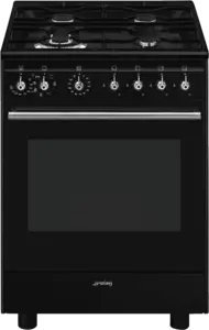 SMEG CX61GMBLNLK Classici Esthetisch Fornuis met Gas Kookplaat - 60 x 60 cm - Zwart