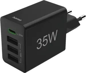 Snellader, 1x USB-C PD, 3x USB-A, mini-oplader, 35W