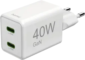Snellader, GaN, 2x USB-C, super-mini-oplader, PD, 40 W