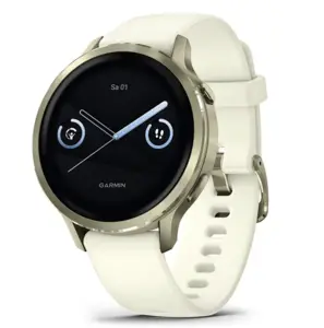 Garmin Venu 4 - 41 mm, Lunar Gold met Bone siliconen bandje
