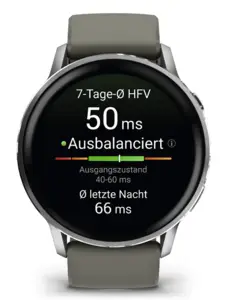 Garmin Venu 4 45 mm, Zilver met zilvergrijze siliconen band
