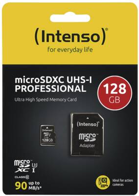 Intenso Micro SDXC Karte 128GB UHS-I Professional mit Adapte