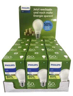Philips LED A-Label Promo E27 60W A60 12-er THEKEN-DISPLAY | EP: