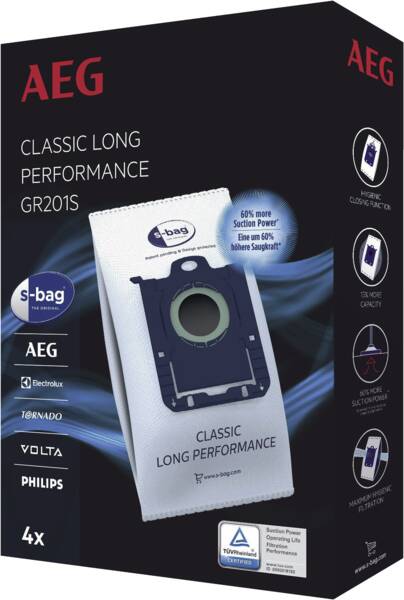 AEG GR201S S-Bag Classic Long Performance Stofzuigerzakken - 4 Stuks