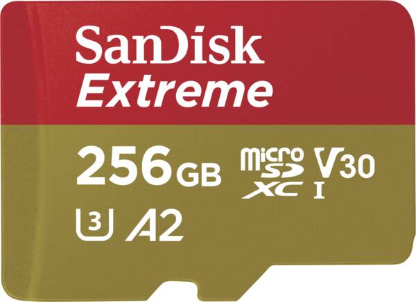 Zoom-Darstellung 1: Extreme microSDXC 256GB 190MB/s A2 C10 V30 UHS + SD Adapter