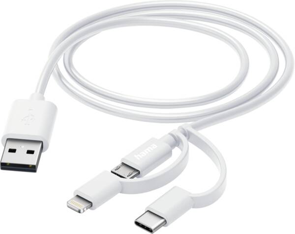 Laad/synchrokabel 3 in 1 met micro USB/USB type-C/lightning