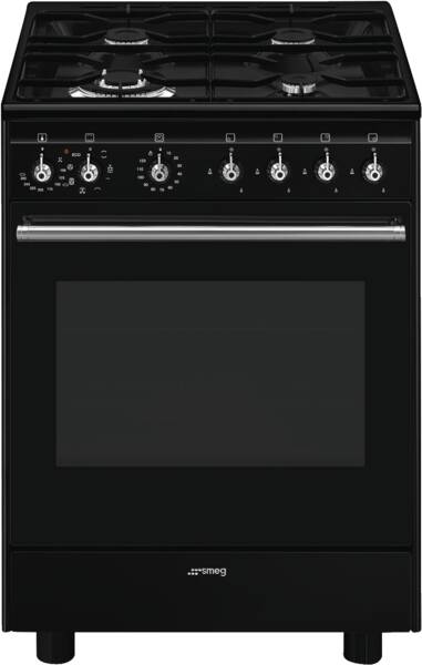 SMEG CX61GMBLNLK Classici Esthetisch Fornuis met Gas Kookplaat - 60 x 60 cm - Zwart