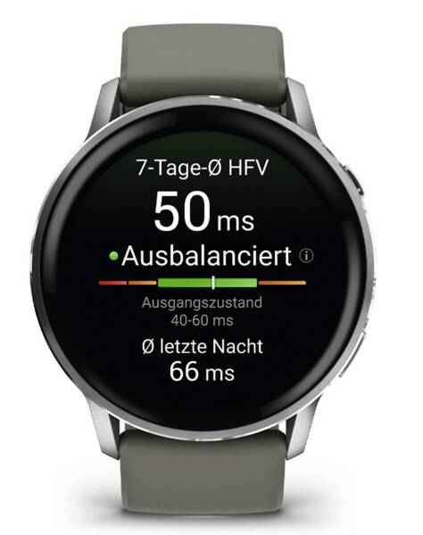 Garmin Venu 4 45 mm, Zilver met zilvergrijze siliconen band