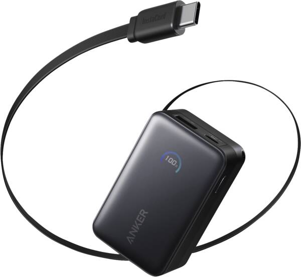 Nano Power Bank (10,000 mAh, 45W, Built-In Retractable USB-C