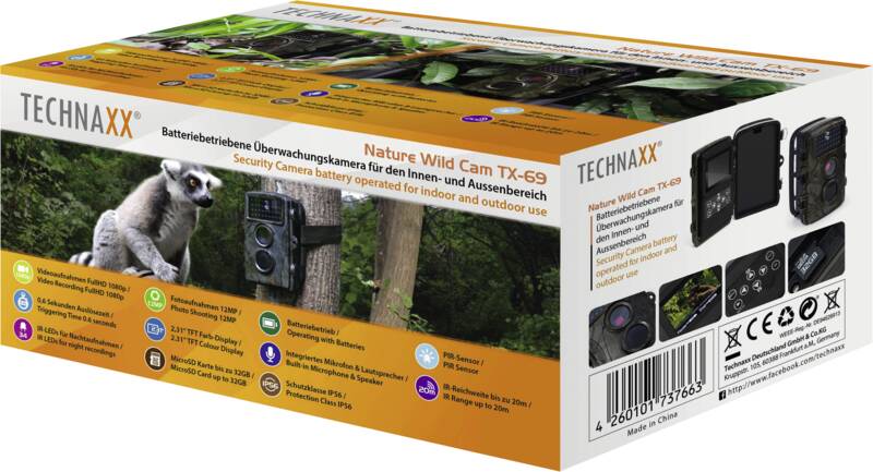 Technaxx TX-69 Nature Wild Cam Überwachungskamera, outdoor, Auflösung: 1.920x1.080 Pixel