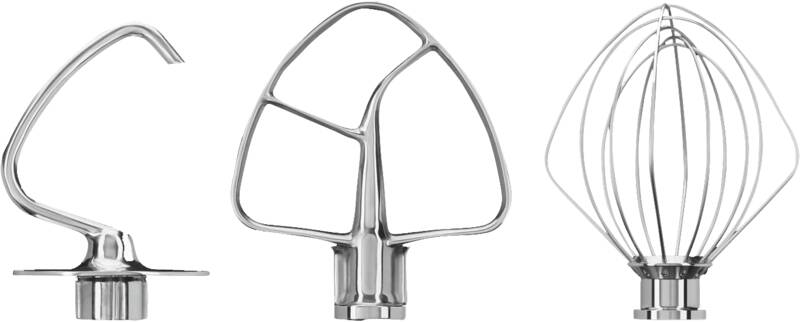 Kitchenaid 5KSM5TH3PSS Edelstahlrührer 3er Set Flachrührer für Mixer-/Küchenmaschinen, Knethaken für Mixer-/Küchenmaschinen, Schneebesen für Mixer-/