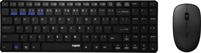 Rapoo Kabelloses ultraflaches Multi-Mode-Deskset 9300M Tastatur-/Maus-Set, Funkübertragung, deutsche Tastenanordnung