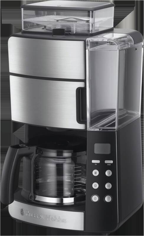 Russell Hobbs Grind&Brew Glas-Kaffeemaschine Filterkaffeemaschine, Fassungsvermögen bis 10 Tassen, 1,25 l Fassungsvermögen