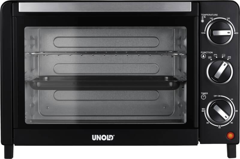Unold 68875 OFEN Allround Mini-Ofen, Funktionen Ober-/Unterhitze, Oberhitze getrennt regelbar
