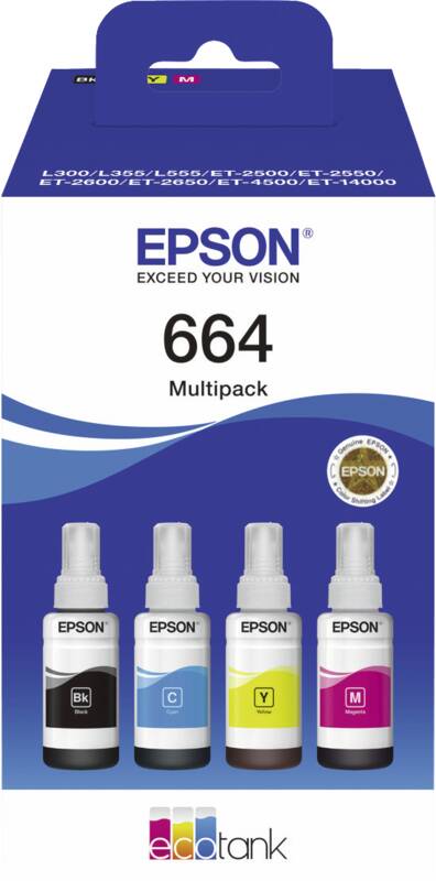 Epson 664 EcoTank Multipack Nachfülltinte 4x70ml Nachfülltinte, Cyan, Magenta