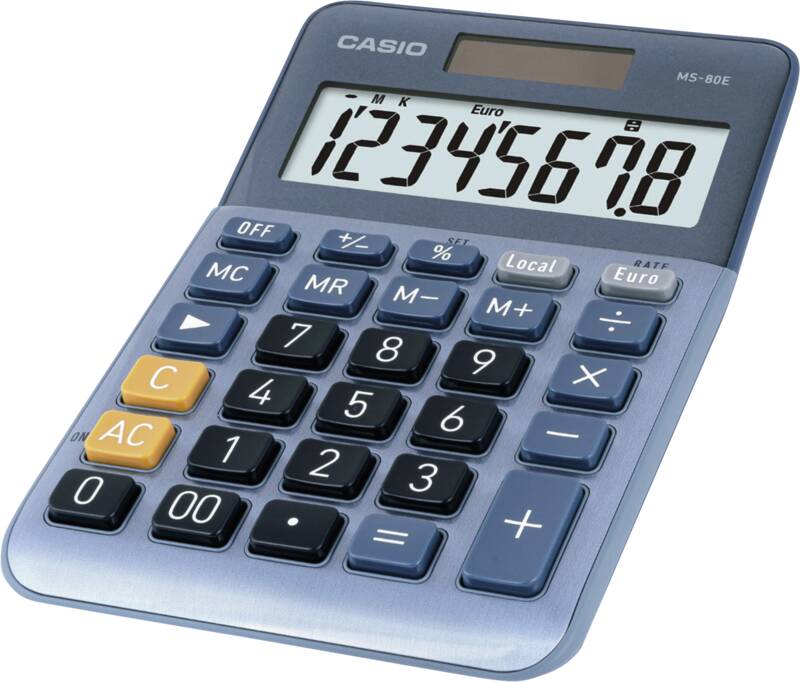 Casio MS-80E Taschenrechner, LCD-Display, Währungsumrechnung