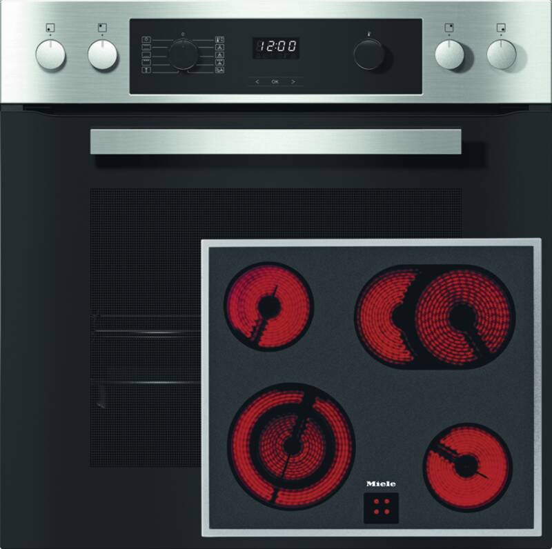 Miele TwinSet Comfort (H 2269-1 E Active + KM 6003 LPT) Einbau-Herd-Set, Elektro-Backofen, 76 l Garraum