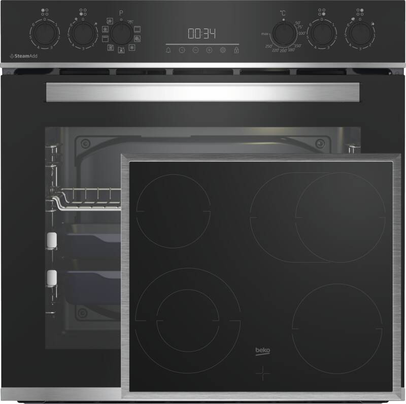 Beko BBUS13320XE Einbau-Herd-Set, Elektro-Backofen, 72 l Garraum