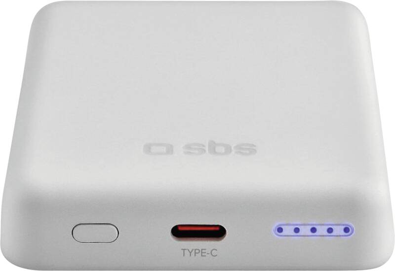 SBS Powerbank compact 5.000 mAh MagSafe compatible + Type C 10 W Powerbank, 5.000 mAh Kapazität, geeignet für Handys/Smartphones