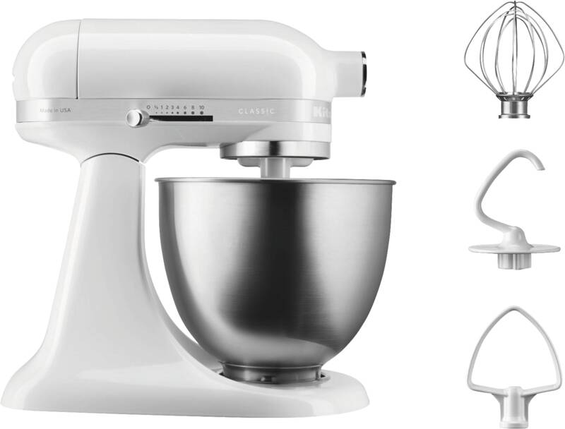 Kitchenaid 5KSM3310XEWH CLASSIC Küchenmaschine, Metall-Gehäuse, 250 Watt Leistung