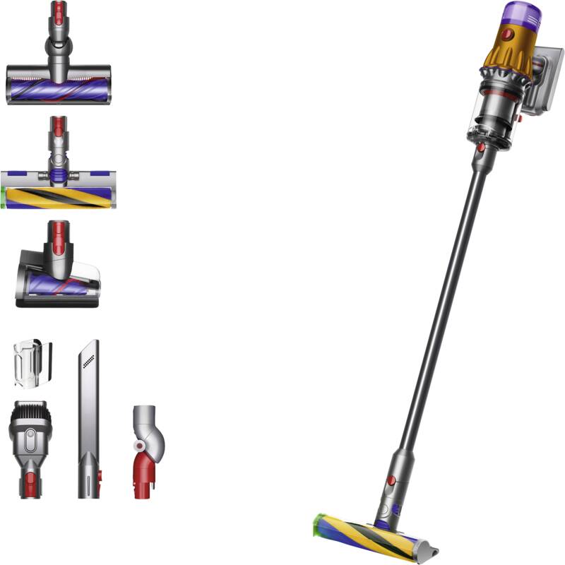 Dyson V12 Detect Slim Absolute Akku-Stielsauger, 3 Leistungsstufen, Motorbar Elektrobürste (zum Schutz vor verfangenen Haaren saugt Staub und Haare 