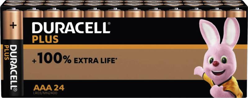 Duracell BATT.PLUS AAA, 24er-Pack Micro-Batterie (AAA), Alkali
