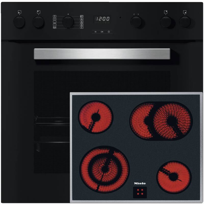 Miele TwinSet Comfort (H 2459 E + KM 6003 LPT) Einbau-Herd-Set, Elektro-Backofen, 76 l Garraum
