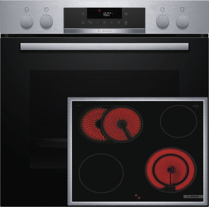 Bosch MKH23SPF5(HEA171BS3+NKN64RGA2E) Einbau-Herd-Set, Elektro-Backofen, 71 l Garraum
