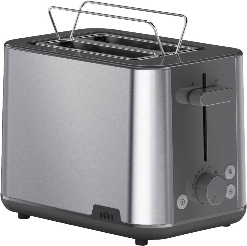 Braun Domestic Home HT 1510 GY 2-Scheiben-Toaster, Brotscheibenzentrierung, Auftaufunktion