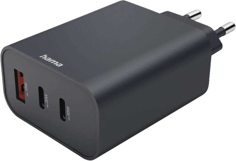 Hama 86445 Ladegerät, 2xC+A,PD,65W Ladegerät, 65 Watt Leistung