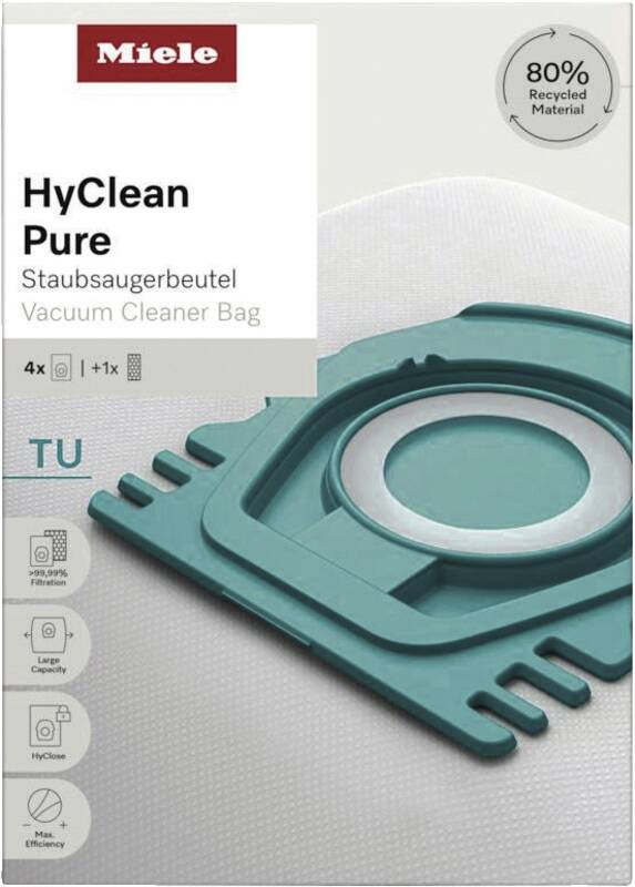 Miele HyClean Pure TU Staubsaugerbeutel, Inhalt 4 Stück, Produkt enthält recyceltes Material