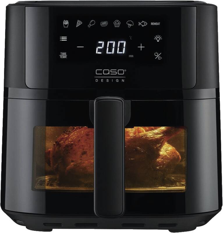 Caso AirFry 6.0 Heißluft-Fritteuse, quadratisch, Display