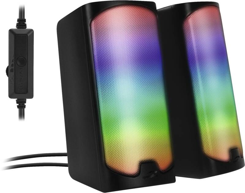 Speedlink TONOS RGB Gaming Stereo Speaker PC-Lautsprechersystem, 2x 3 Watt maximale Leistung, Bluetooth