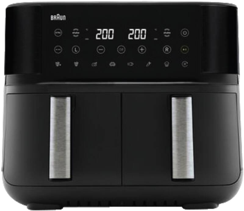 Braun Domestic Home TD 3030I BK Doppel-Heißluft-Fritteuse, rechteckig, Display