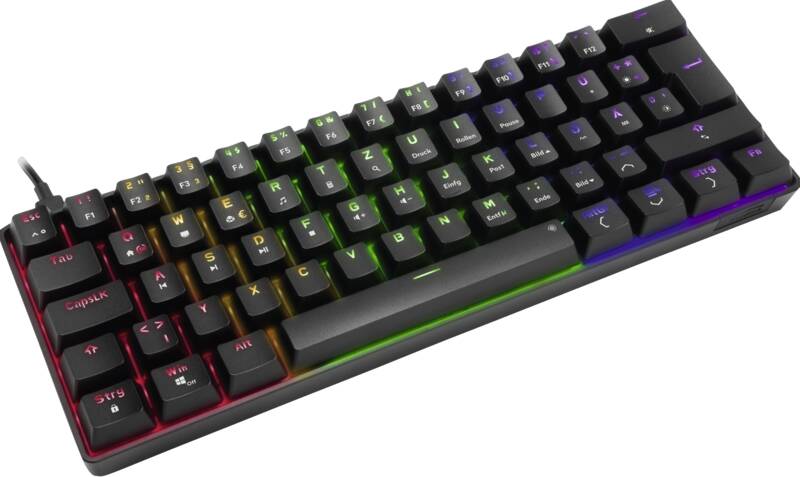 Speedlink ATMOS RGB Rainbow Mechanical 60% Gaming Keyboard Tastatur, speziell geeignet für Gaming, kabelgebunden