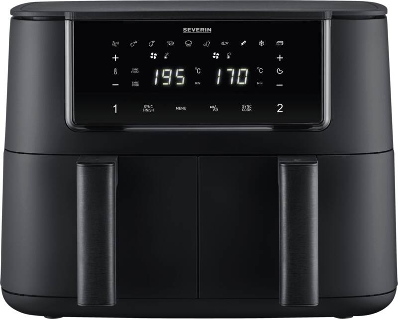 Severin FR 2463 Doppel-Heißluft-Fritteuse, Display, Touch-Funktion
