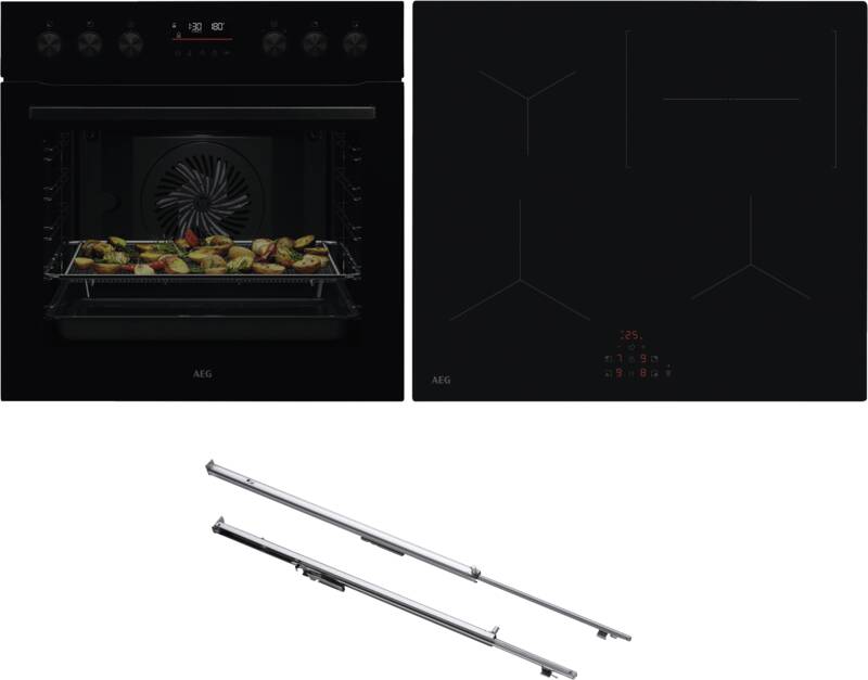 AEG HPI5EPV1SM (OU5PE40AK+TX64IC00CT+TR1LFV) Einbau-Herd-Set, Elektro-Backofen, 71 l Garraum