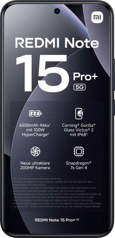 Xiaomi Redmi Note 15 Pro+ 5G 256GB Smartphone, 5G, Quadband
