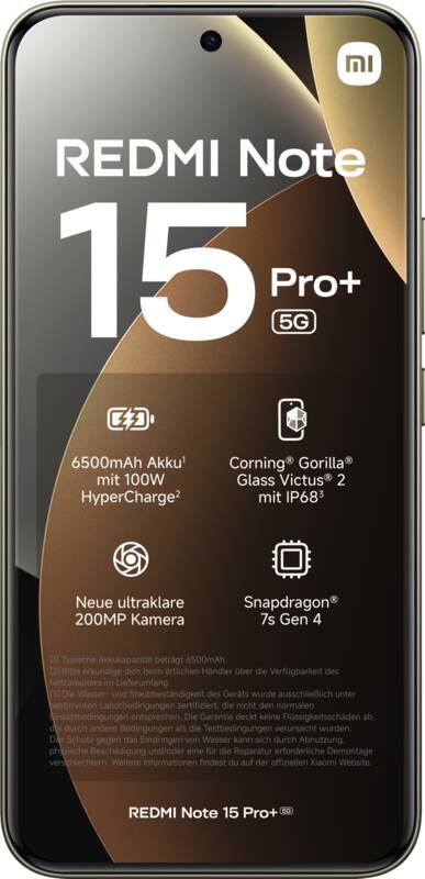 Xiaomi Redmi Note 15 Pro+ 5G 256GB Smartphone, 5G, Quadband