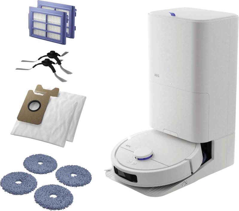 AEG AR81UW3SW Nasswisch-Roboter, Staubsauger-Roboter, Clean Base