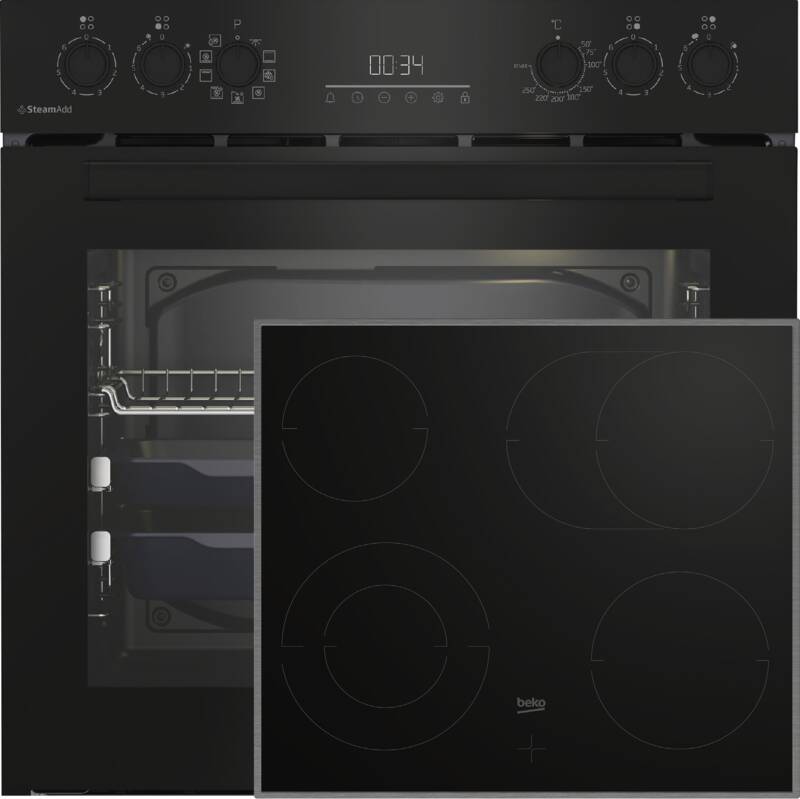Beko BBUS17320BE Einbau-Herd-Set, Elektro-Backofen, 72 l Garraum