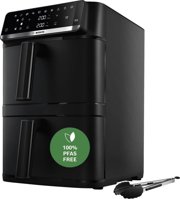 Bosch MAFD661B7 Serie 6 Doppel-Heißluft-Fritteuse, quadratisch, Display